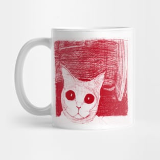 silly fisheye cat Mug